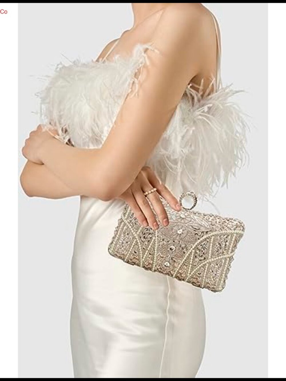 Vintage Beaded Sequin Evening Clutch Bag with Chain Strap - Picture 5 of 6